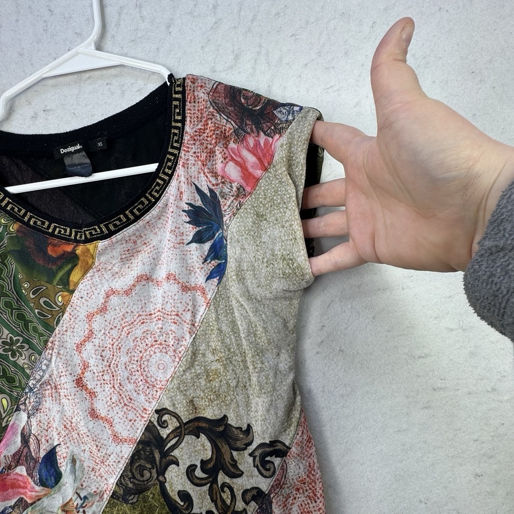 Desigual Womens Artsy Mixed Print Floral Art To Wear XS Garden Fairy Top Lined - Picture 7 of 12